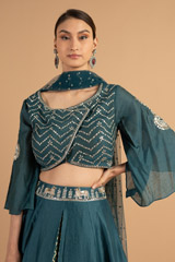 Teal Zari Work LehengaDSC01353