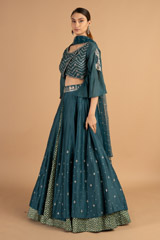 Teal Zari Work LehengaDSC01354