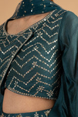 Teal Zari Work LehengaDSC01356