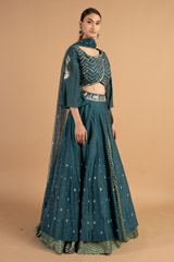 Teal Zari Work LehengaDSC01358