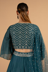Teal Zari Work LehengaDSC01359
