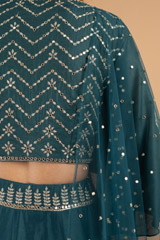 Teal Zari Work LehengaDSC01360