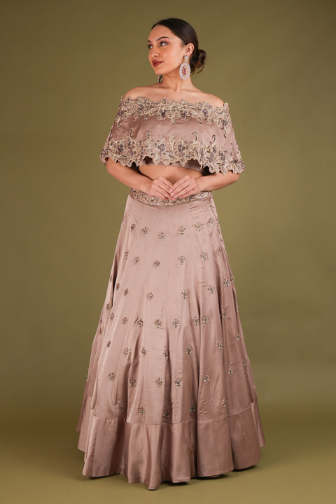 Off Shoulder Cape And Skirt