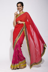Red Autumn Leaves Saree