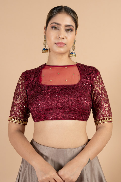 Red Sequin Embellished Blouse