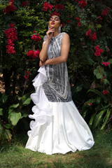 Ruffled Printed Trail GownIMG_0668