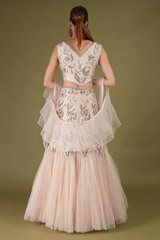 Beige Embroidered Ruffle Lehenga SetDSC05237