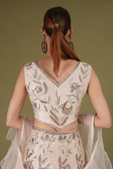 Beige Embroidered Ruffle Lehenga SetDSC05238