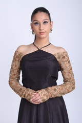 Black Silk Cross Neck GownIMG_8549