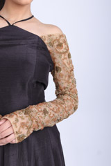 Black Silk Cross Neck GownIMG_8551