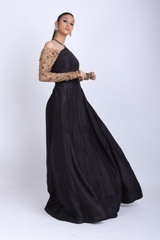 Black Silk Cross Neck GownIMG_8553