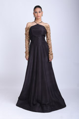 Black Silk Cross Neck GownIMG_8555