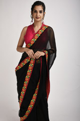 Black Embroidered Saree_SUB1032