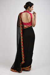 Black Embroidered Saree_SUB1037