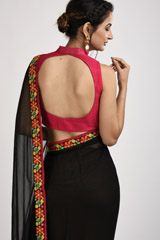 Black Embroidered Saree_SUB1039