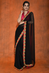 Black Embroidered Saree