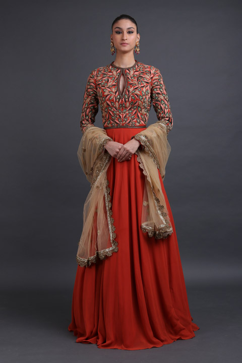 Rust Red Gerogette Gown