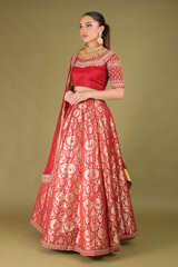 Auburn Red Banarasi LehengaDSC04866