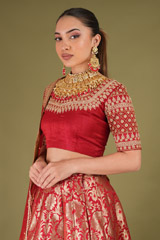 Auburn Red Banarasi LehengaDSC04867