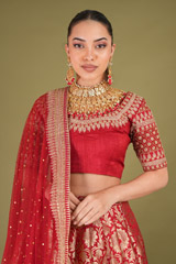 Auburn Red Banarasi LehengaDSC04871
