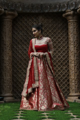 Auburn Red Banarasi LehengaIMG_8124