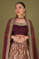 Wine Red Banarasi LehengaDSC04884