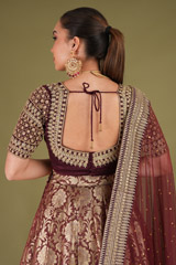 Wine Red Banarasi LehengaDSC04889