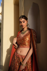 Maroon And Orange Embellished  LehengaDSC07365