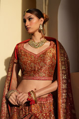 Maroon And Orange Embellished  LehengaDSC07366