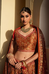 Maroon And Orange Embellished  LehengaDSC07367