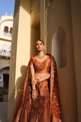 Maroon And Orange Embellished  LehengaDSC07375