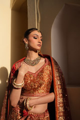 Maroon And Orange Embellished  LehengaDSC07381