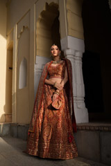 Maroon And Orange Embellished  LehengaDSC07400