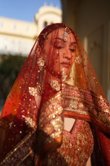 Maroon And Orange Embellished  LehengaDSC07409