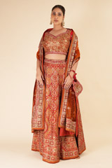 Maroon And Orange Embellished  LehengaDSC08232
