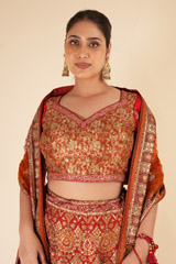 Maroon And Orange Embellished  LehengaDSC08233