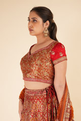 Maroon And Orange Embellished  LehengaDSC08236