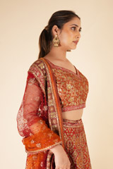 Maroon And Orange Embellished  LehengaDSC08238