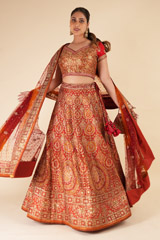 Maroon And Orange Embellished  LehengaDSC08239