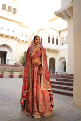 Red Embellished Lehenga
