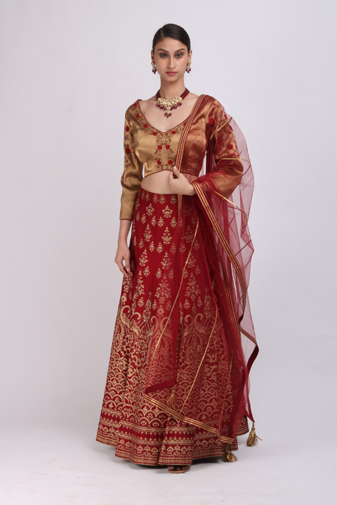 Maroon Embellished Lehenga