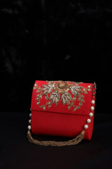 Red Embellished Clutch