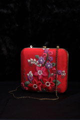 Red Thread Embroidered Clutch