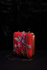 Red Thread Embroidered ClutchIMG_1334