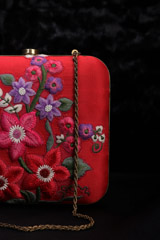 Red Thread Embroidered ClutchIMG_1335