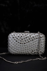 Grey Metal Studded ClutchIMG_1261