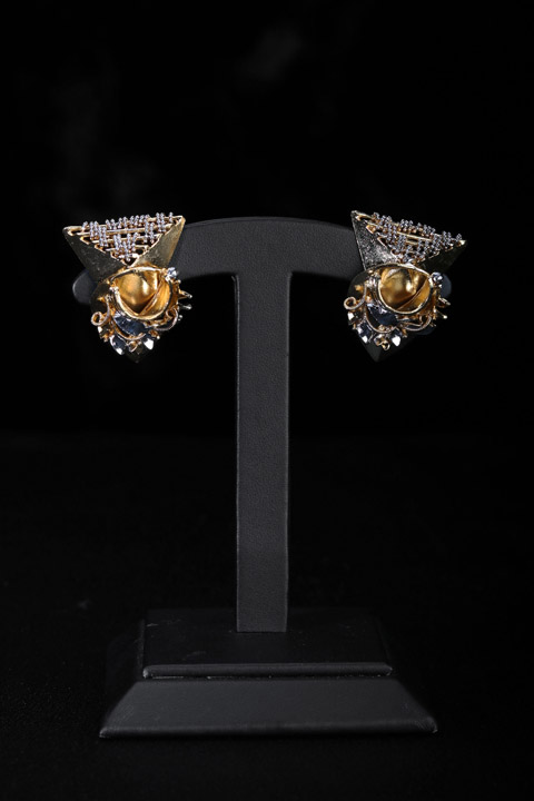 Floral And Geometric Motif Earrings