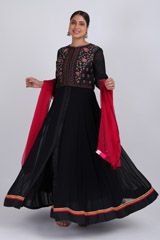Black Floral Embroidered Anarkali SetIMG_3042