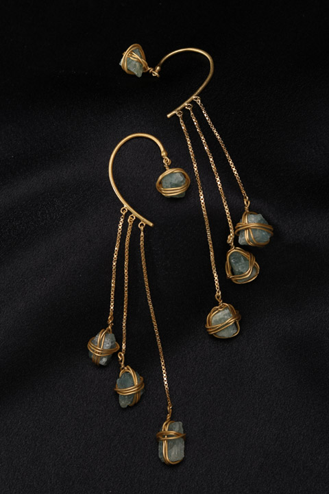 Aquamarine Cascade Ear-Cuffs
