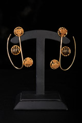 Weaved Ball Chain Three Round Earcuffs